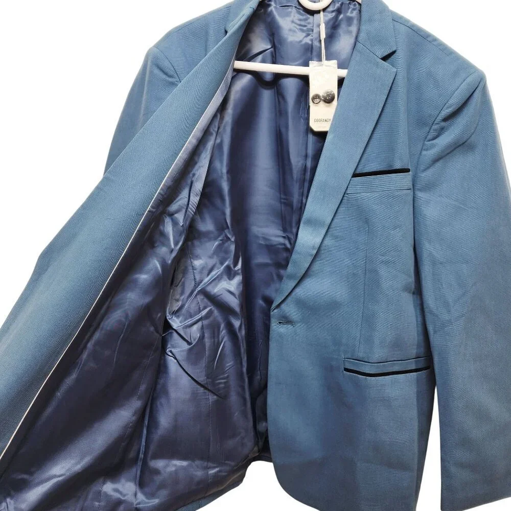 Coofandy Mens Blue Blazer Jacket Size L Button Closure